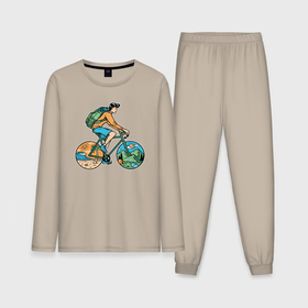 Мужская пижама с лонгсливом хлопок с принтом Nature biker ,  |  | Тематика изображения на принте: 