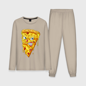 Мужская пижама с лонгсливом хлопок с принтом Pizza smile в Курске,  |  | 