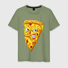 Мужская футболка хлопок с принтом Pizza smile в Кировске, 100% хлопок | прямой крой, круглый вырез горловины, длина до линии бедер, слегка спущенное плечо. | Тематика изображения на принте: 