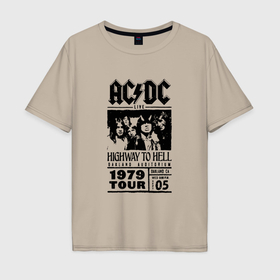 Мужская футболка хлопок Oversize с принтом AC DC vintage poster в Екатеринбурге, 100% хлопок | свободный крой, круглый ворот, “спинка” длиннее передней части | Тематика изображения на принте: 
