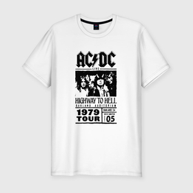 Мужская футболка хлопок Slim с принтом AC DC vintage poster в Екатеринбурге, 92% хлопок, 8% лайкра | приталенный силуэт, круглый вырез ворота, длина до линии бедра, короткий рукав | Тематика изображения на принте: 