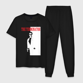 Мужская пижама хлопок с принтом The Terminator movie в Тюмени, 100% хлопок | брюки и футболка прямого кроя, без карманов, на брюках мягкая резинка на поясе и по низу штанин
 | Тематика изображения на принте: 