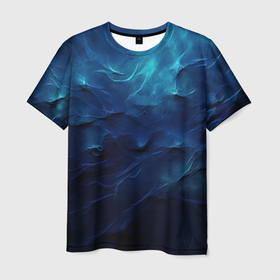 Мужская футболка 3D с принтом Абстрактные волны глубины в Екатеринбурге, 100% полиэфир | прямой крой, круглый вырез горловины, длина до линии бедер | 