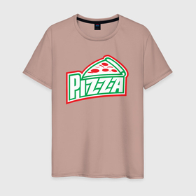 Мужская футболка хлопок с принтом Пицца из Италии , 100% хлопок | прямой крой, круглый вырез горловины, длина до линии бедер, слегка спущенное плечо. | Тематика изображения на принте: 