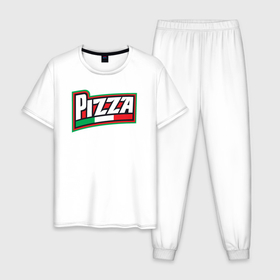 Мужская пижама хлопок с принтом Pizza Italia в Курске, 100% хлопок | брюки и футболка прямого кроя, без карманов, на брюках мягкая резинка на поясе и по низу штанин
 | Тематика изображения на принте: 