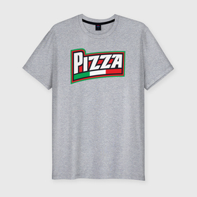 Мужская футболка хлопок Slim с принтом Pizza Italia в Курске, 92% хлопок, 8% лайкра | приталенный силуэт, круглый вырез ворота, длина до линии бедра, короткий рукав | Тематика изображения на принте: 