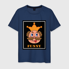 Мужская футболка хлопок с принтом Веселый король смайликов   Funny king emoji , 100% хлопок | прямой крой, круглый вырез горловины, длина до линии бедер, слегка спущенное плечо. | Тематика изображения на принте: 