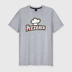 Мужская футболка хлопок Slim с принтом Pizzeria в Тюмени, 92% хлопок, 8% лайкра | приталенный силуэт, круглый вырез ворота, длина до линии бедра, короткий рукав | 
