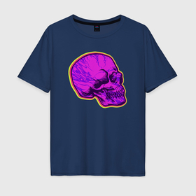Мужская футболка хлопок Oversize с принтом Пурпурный череп в Курске, 100% хлопок | свободный крой, круглый ворот, “спинка” длиннее передней части | 