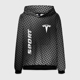 Мужская толстовка 3D с принтом Tesla sport carbon в Петрозаводске, 100% полиэстер | двухслойный капюшон со шнурком для регулировки, мягкие манжеты на рукавах и по низу толстовки, спереди карман-кенгуру с мягким внутренним слоем. | 