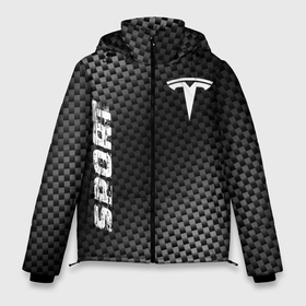 Мужская зимняя куртка 3D с принтом Tesla sport carbon в Петрозаводске, верх — 100% полиэстер; подкладка — 100% полиэстер; утеплитель — 100% полиэстер | длина ниже бедра, свободный силуэт Оверсайз. Есть воротник-стойка, отстегивающийся капюшон и ветрозащитная планка. 

Боковые карманы с листочкой на кнопках и внутренний карман на молнии. | Тематика изображения на принте: 