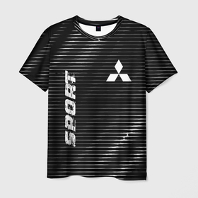 Мужская футболка 3D с принтом Mitsubishi sport metal в Кировске, 100% полиэфир | прямой крой, круглый вырез горловины, длина до линии бедер | 