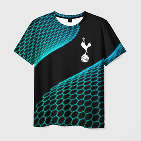 Мужская футболка 3D с принтом Tottenham football net , 100% полиэфир | прямой крой, круглый вырез горловины, длина до линии бедер | 