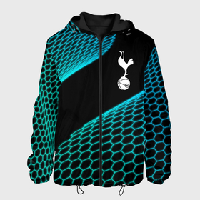 Мужская куртка 3D с принтом Tottenham football net , ткань верха — 100% полиэстер, подклад — флис | прямой крой, подол и капюшон оформлены резинкой с фиксаторами, два кармана без застежек по бокам, один большой потайной карман на груди. Карман на груди застегивается на липучку | 