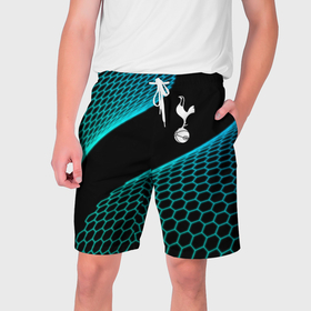 Мужские шорты 3D с принтом Tottenham football net ,  полиэстер 100% | прямой крой, два кармана без застежек по бокам. Мягкая трикотажная резинка на поясе, внутри которой широкие завязки. Длина чуть выше колен | 