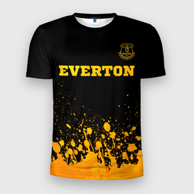 Мужская футболка 3D Slim с принтом Everton   gold gradient посередине в Екатеринбурге, 100% полиэстер с улучшенными характеристиками | приталенный силуэт, круглая горловина, широкие плечи, сужается к линии бедра | 