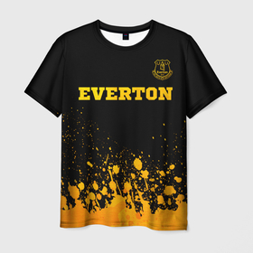 Мужская футболка 3D с принтом Everton   gold gradient посередине в Белгороде, 100% полиэфир | прямой крой, круглый вырез горловины, длина до линии бедер | 