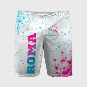 Мужские шорты спортивные с принтом Roma neon gradient style вертикально в Тюмени,  |  | 