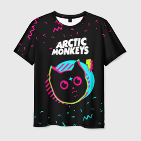 Мужская футболка 3D с принтом Arctic Monkeys   rock star cat , 100% полиэфир | прямой крой, круглый вырез горловины, длина до линии бедер | 