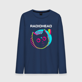Мужской лонгслив хлопок с принтом Radiohead rock star cat в Екатеринбурге, 100% хлопок |  | 