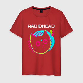 Мужская футболка хлопок с принтом Radiohead rock star cat в Екатеринбурге, 100% хлопок | прямой крой, круглый вырез горловины, длина до линии бедер, слегка спущенное плечо. | 