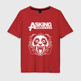 Мужская футболка хлопок Oversize с принтом Asking Alexandria rock panda в Кировске, 100% хлопок | свободный крой, круглый ворот, “спинка” длиннее передней части | Тематика изображения на принте: 