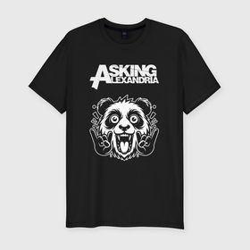 Мужская футболка хлопок Slim с принтом Asking Alexandria rock panda в Кировске, 92% хлопок, 8% лайкра | приталенный силуэт, круглый вырез ворота, длина до линии бедра, короткий рукав | 
