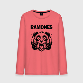 Мужской лонгслив хлопок с принтом Ramones   rock panda в Курске, 100% хлопок |  | Тематика изображения на принте: 