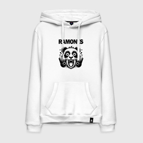 Мужская толстовка хлопок с принтом Ramones   rock panda в Екатеринбурге, френч-терри, мягкий теплый начес внутри (100% хлопок) | карман-кенгуру, эластичные манжеты и нижняя кромка, капюшон с подкладом и шнурком | 