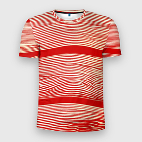 Мужская футболка 3D Slim с принтом В красную полосочку в Санкт-Петербурге, 100% полиэстер с улучшенными характеристиками | приталенный силуэт, круглая горловина, широкие плечи, сужается к линии бедра | 