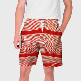Мужские шорты 3D с принтом В красную полосочку в Екатеринбурге,  полиэстер 100% | прямой крой, два кармана без застежек по бокам. Мягкая трикотажная резинка на поясе, внутри которой широкие завязки. Длина чуть выше колен | 