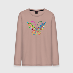 Мужской лонгслив хлопок с принтом Butterfly colors в Тюмени, 100% хлопок |  | Тематика изображения на принте: 