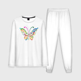 Мужская пижама с лонгсливом хлопок с принтом Butterfly colors в Тюмени,  |  | Тематика изображения на принте: 