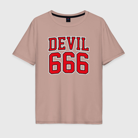 Мужская футболка хлопок Oversize с принтом Дьявол 666 в Тюмени, 100% хлопок | свободный крой, круглый ворот, “спинка” длиннее передней части | 