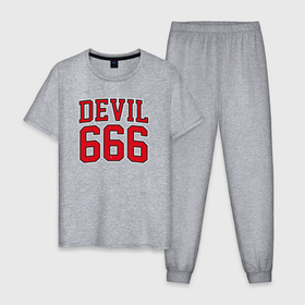Мужская пижама хлопок с принтом Дьявол 666 в Тюмени, 100% хлопок | брюки и футболка прямого кроя, без карманов, на брюках мягкая резинка на поясе и по низу штанин
 | 