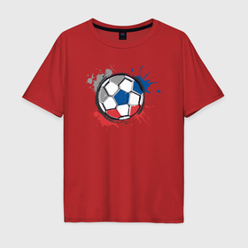 Мужская футболка хлопок Oversize с принтом Russia football в Петрозаводске, 100% хлопок | свободный крой, круглый ворот, “спинка” длиннее передней части | 