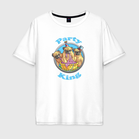 Мужская футболка хлопок Oversize с принтом Король вечеринок в Санкт-Петербурге, 100% хлопок | свободный крой, круглый ворот, “спинка” длиннее передней части | 