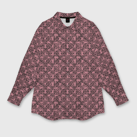 Мужская рубашка oversize 3D с принтом Паттерн стилизованные цветы чёрно розовый в Белгороде,  |  | 