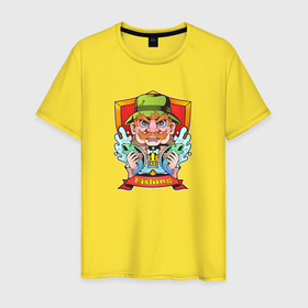 Мужская футболка хлопок с принтом Забавный рыбак , 100% хлопок | прямой крой, круглый вырез горловины, длина до линии бедер, слегка спущенное плечо. | 