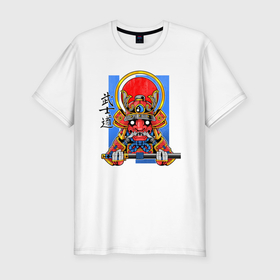 Мужская футболка хлопок Slim с принтом Мифический самурай в Петрозаводске, 92% хлопок, 8% лайкра | приталенный силуэт, круглый вырез ворота, длина до линии бедра, короткий рукав | 