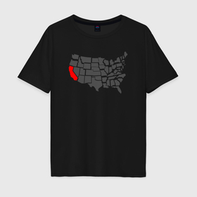 Мужская футболка хлопок Oversize с принтом California state в Курске, 100% хлопок | свободный крой, круглый ворот, “спинка” длиннее передней части | Тематика изображения на принте: 