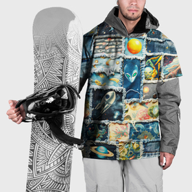 Накидка на куртку 3D с принтом Космические обитатели   пэчворк , 100% полиэстер |  | 