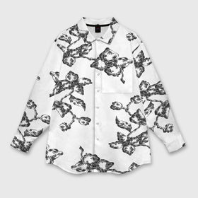Мужская рубашка oversize 3D с принтом white flowers в Санкт-Петербурге,  |  | Тематика изображения на принте: 