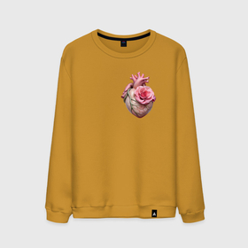 Мужской свитшот хлопок с принтом Настоящее сердце и роза цветка в Курске, 100% хлопок |  | 