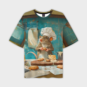 Мужская футболка oversize 3D с принтом Крыса шеф повар на кухне в Екатеринбурге,  |  | 