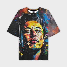 Мужская футболка oversize 3D с принтом Граффити портрет Илона Маска в Курске,  |  | Тематика изображения на принте: 
