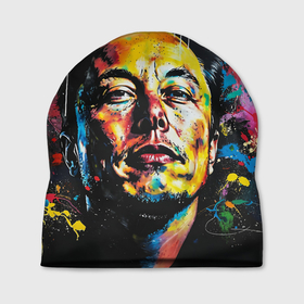 Шапка 3D с принтом Граффити портрет Илона Маска в Екатеринбурге, 100% полиэстер | универсальный размер, печать по всей поверхности изделия | 