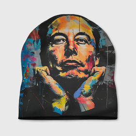 Шапка 3D с принтом Илон Маск граффити портрет в Тюмени, 100% полиэстер | универсальный размер, печать по всей поверхности изделия | 