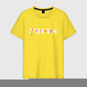 Мужская футболка хлопок с принтом Текст на ангийском языке focus в Тюмени, 100% хлопок | прямой крой, круглый вырез горловины, длина до линии бедер, слегка спущенное плечо. | 