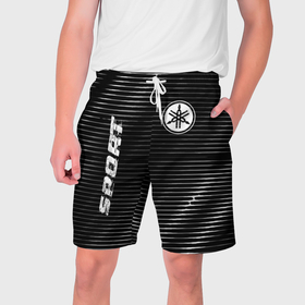 Мужские шорты 3D с принтом Yamaha sport metal в Тюмени,  полиэстер 100% | прямой крой, два кармана без застежек по бокам. Мягкая трикотажная резинка на поясе, внутри которой широкие завязки. Длина чуть выше колен | Тематика изображения на принте: 
